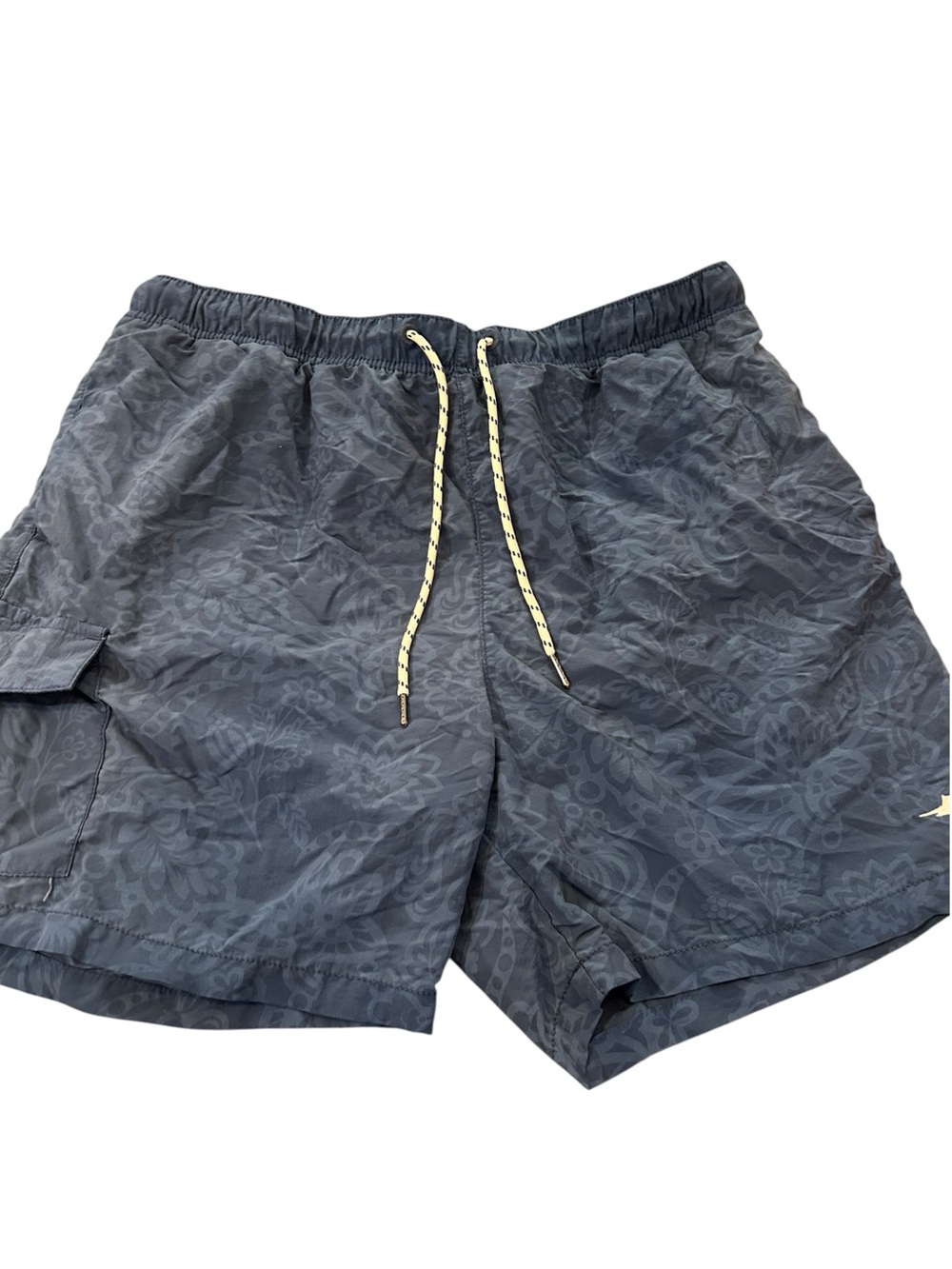 Tommy Bahama Men's Dark Gray Floral Swim Shorts with Drawstring size large
